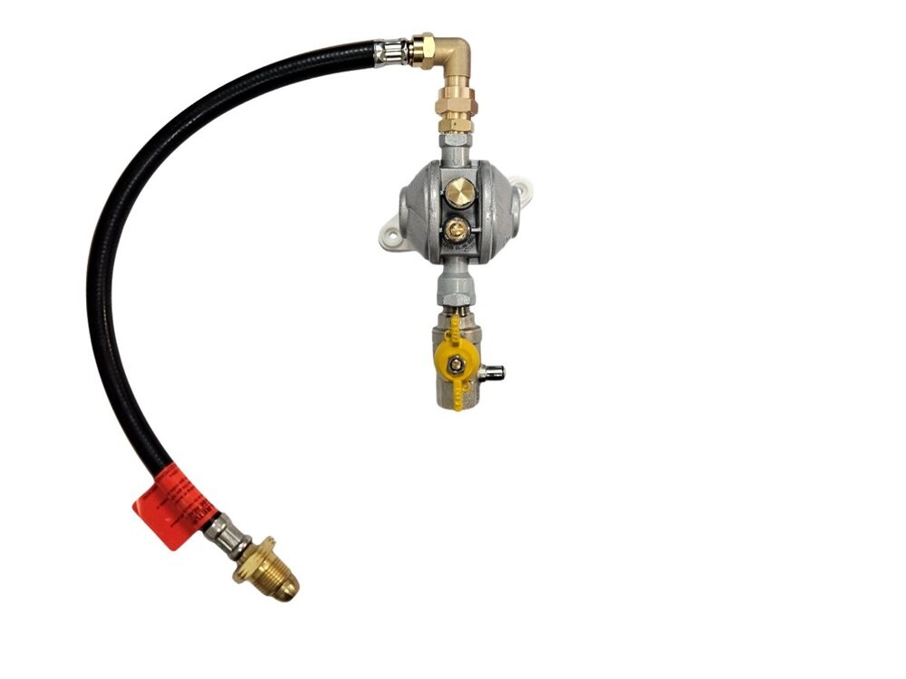 LPG Single Regulator Kit 4kg/hr with OPSO, Bracket & Rubber Pigtail | Single Cylinder