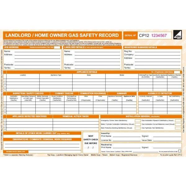 Landlord / Homeowner Gas Safety Record | Gas Safe | All Gas Wakefield Ltd