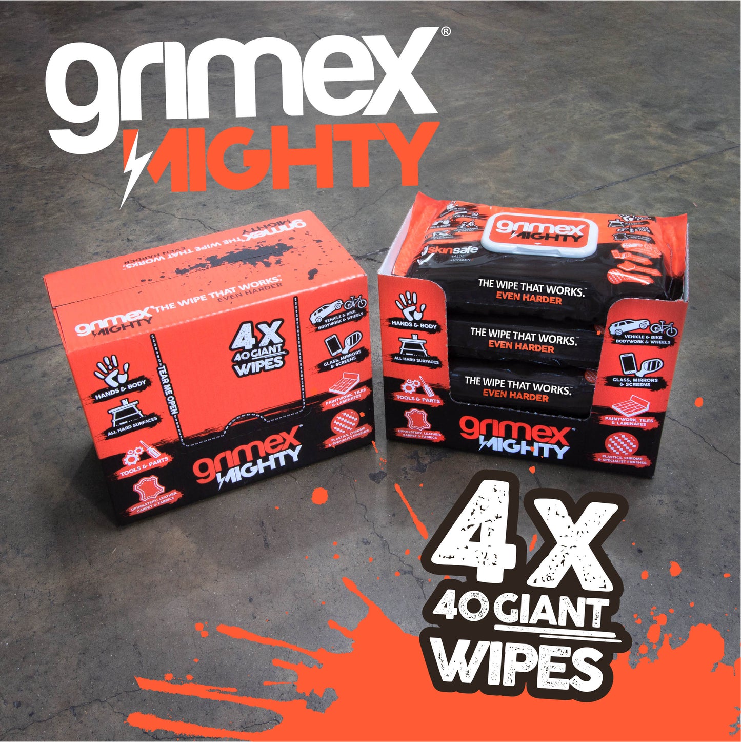 Grimex MIGHTY Wipes 40 | 4 Pack | 160
