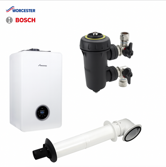 Worcester Bosch Greenstar 4000 30kW Combi Boiler with Horizontal Flue and Filter 7733600373 Bulk Buy (6 Units)